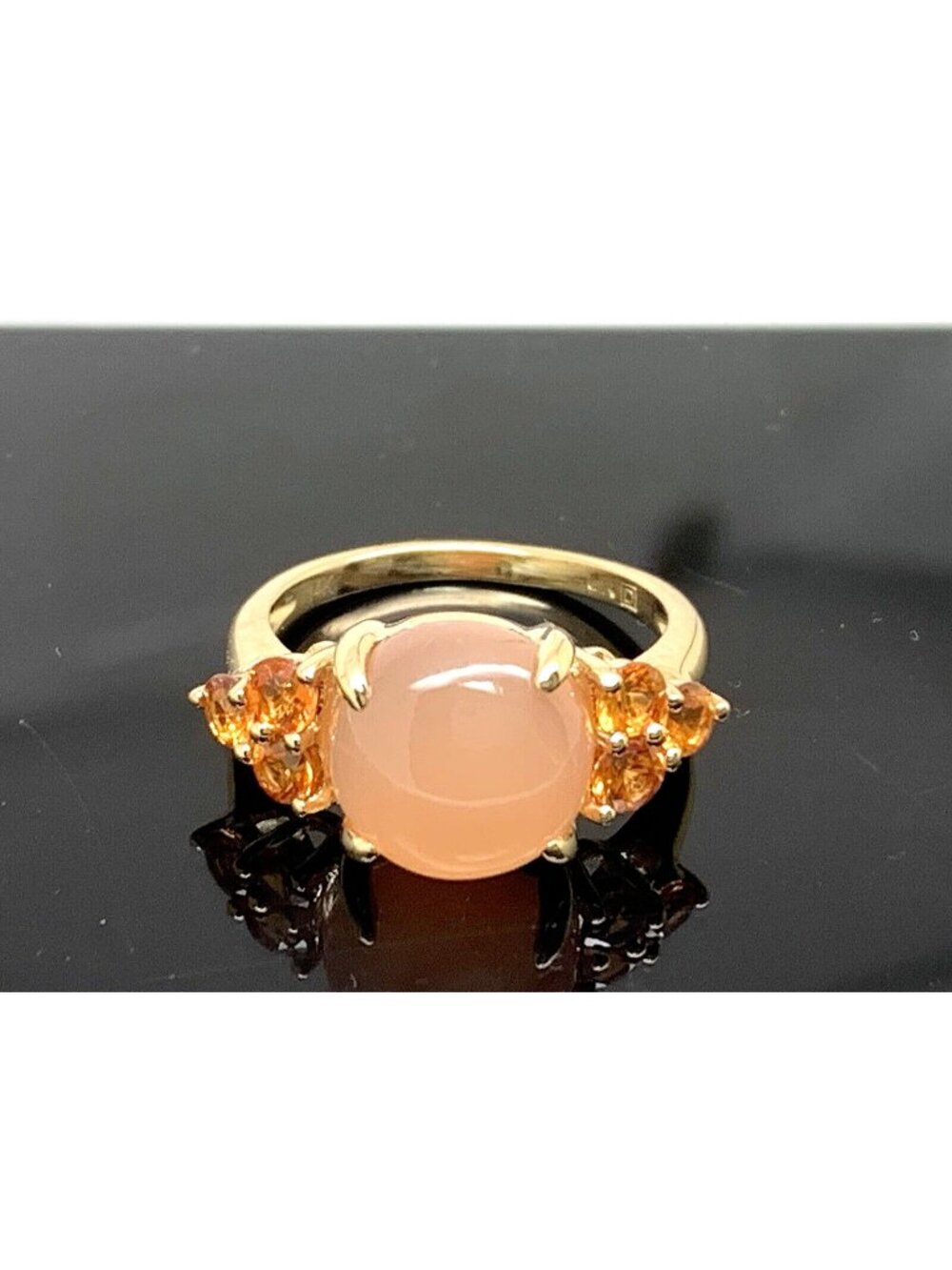 Pink-Orange Gemstones Cocktail Ring 14k Yellow Gold Women's Estate Size 5.25
